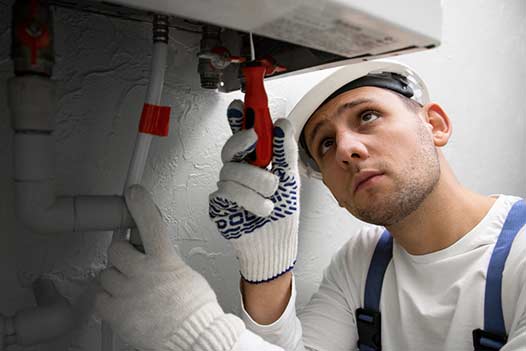 A worker who is about to replace your water heater in Chicagoland.