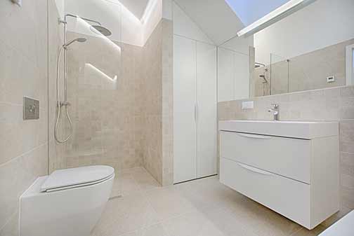 A photo of a modern bathroom