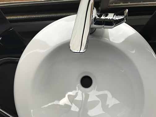 A white ceramic sink.