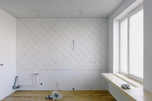 Renovation inside a white room