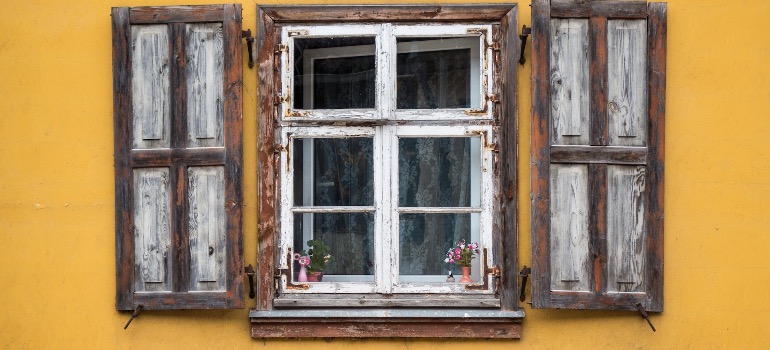 An old window on a house.