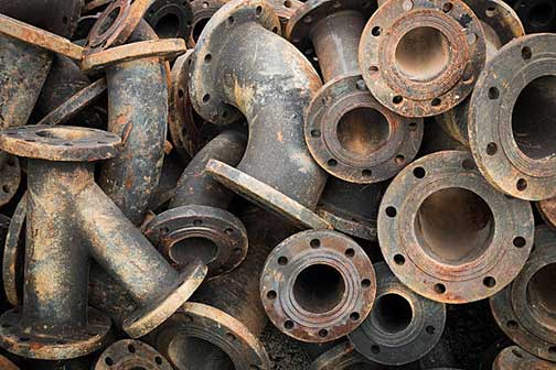 a set of cast iron pipes