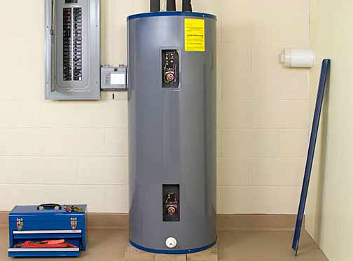 an electric water heater installation.