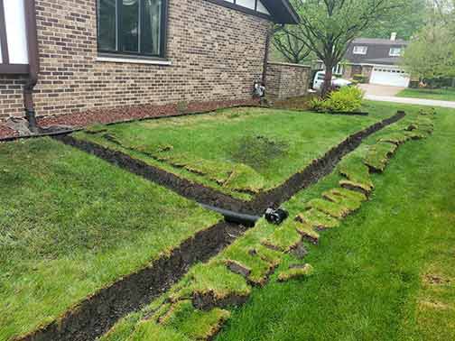 french drain installation.