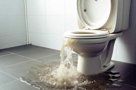 an overflowing toilet in need of repair.