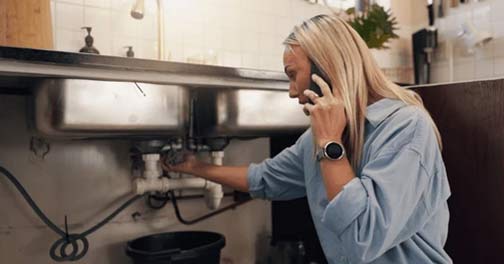 a woman in lincoln park chicago with a plumbing emergency