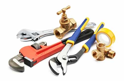 plumbing tools needed to replace a water supply line on a toilet.