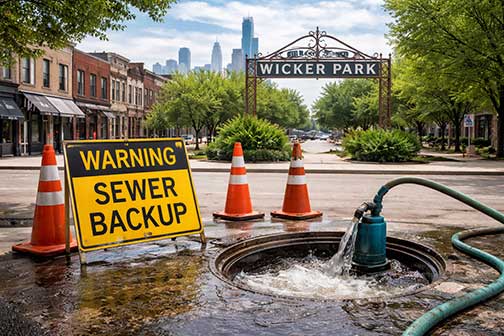 a sewer backup in chicago's wicker park neighborhood