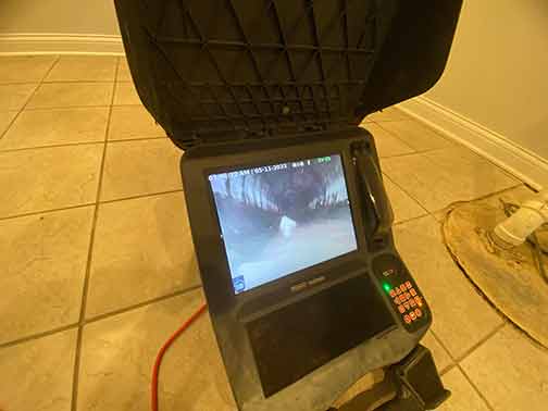 a sewer line camera inspection taking place.
