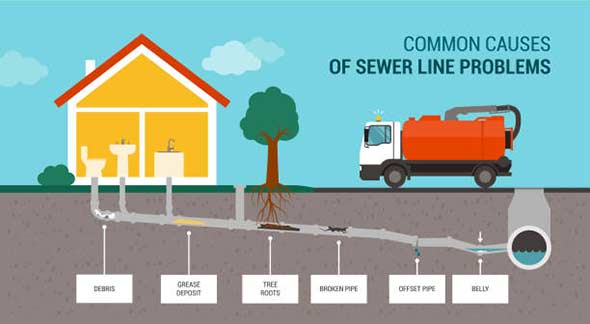 sewer line issues infographic.