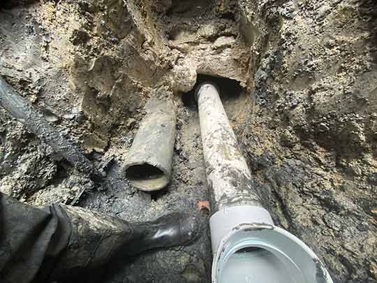 a sewer repair being performed.