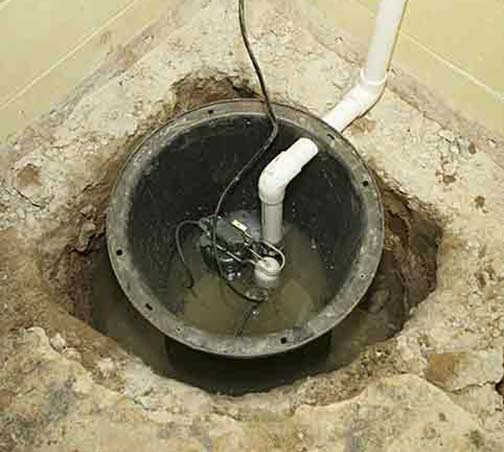 installation of a sump pit.