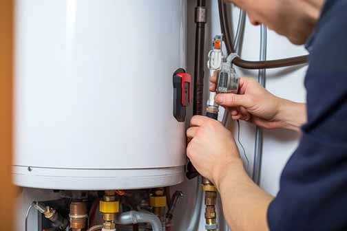a person making water heater repairs
